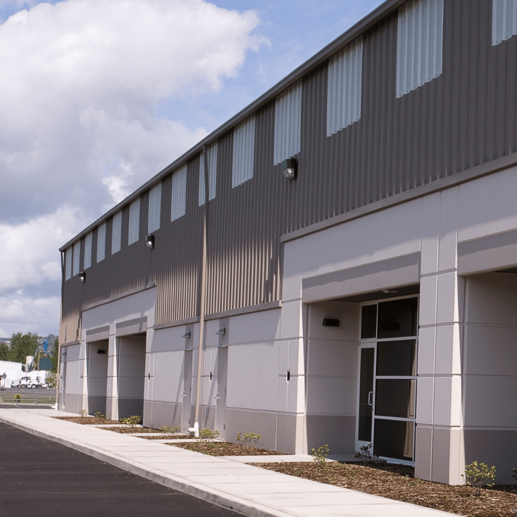 Example of Commercial Building with Gutters and Downspouts